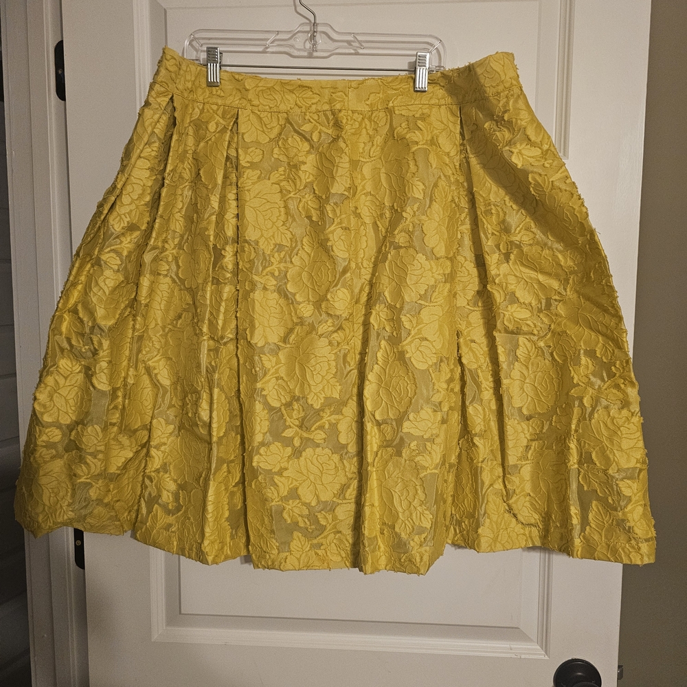Who What Wear Yellow A-Line Floral Skirt